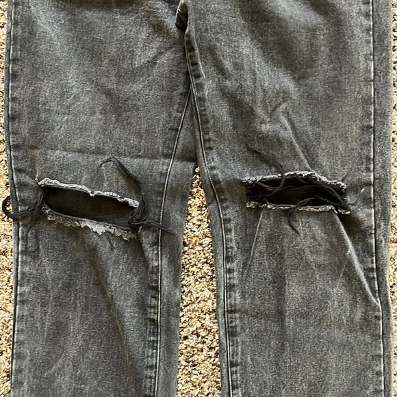 Cotton On Black Long Straight Leg Denim Distressed Jeans, Size 6, Pants Cotton - Picture 5 of 16